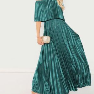 Bardot Pleated Maxi Prom Dress
